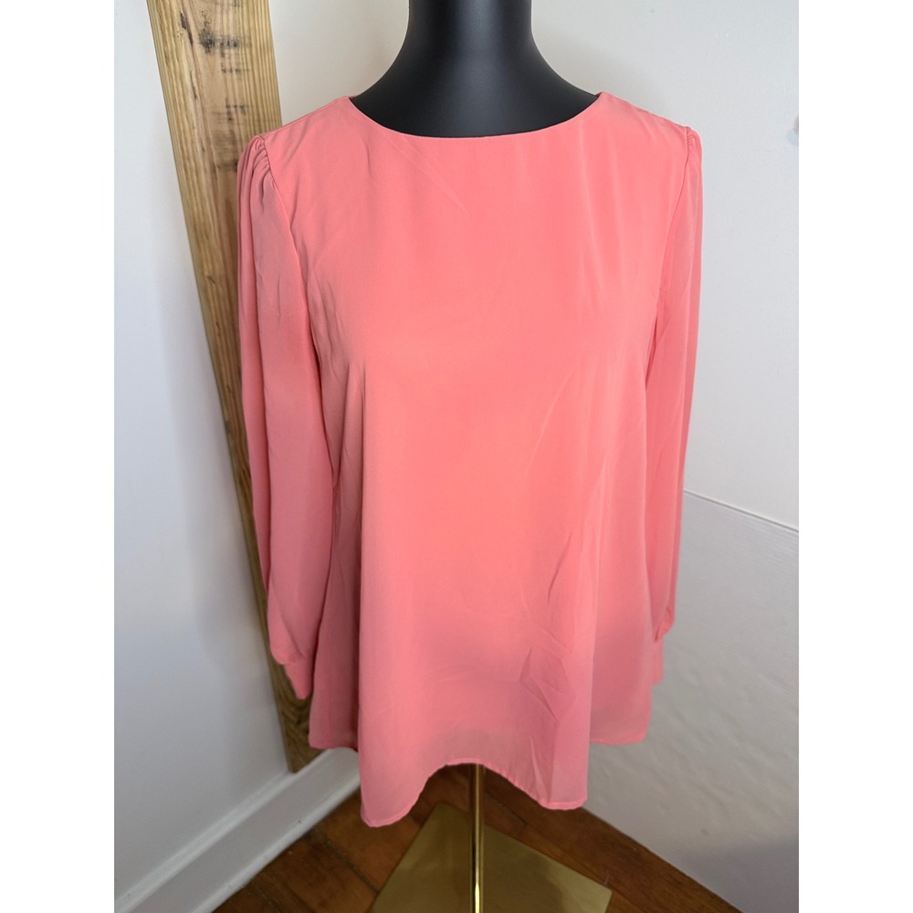Zenana Women's Size Small‎ Coral Sheer Long Sleeve Blouse